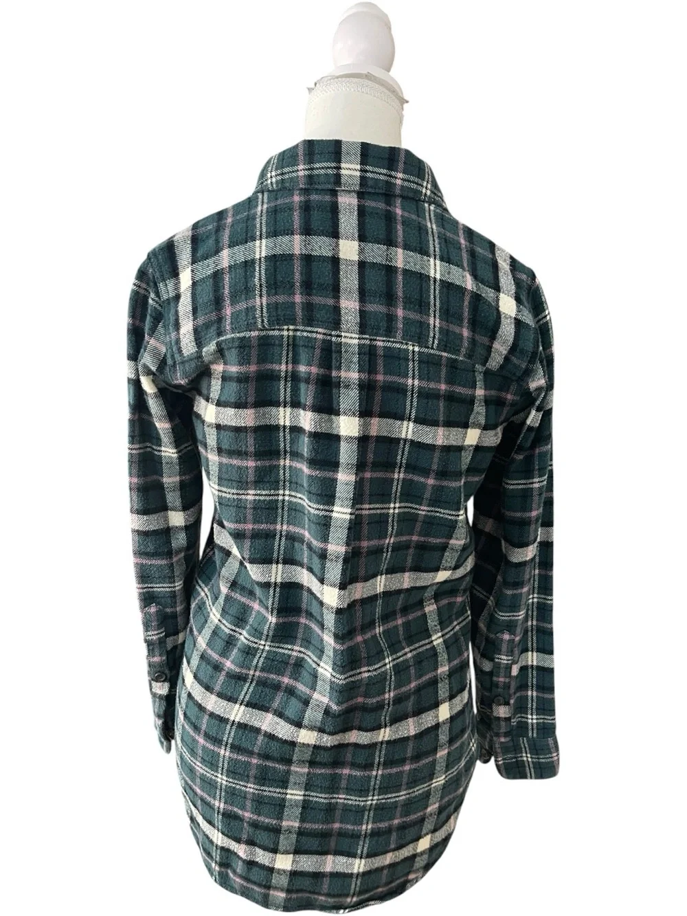 Madewell Flannel Classic Ex-Boyfriend Shirt Green - Picture 9 of 16